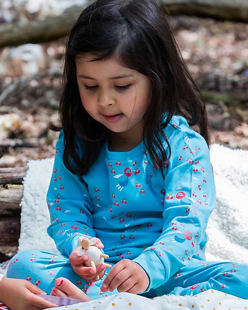 Little Green Radicals Cherry Blossom Pyjamas - Hummingbird - Sky Blue - 100% Organic Cotton Pyjamas