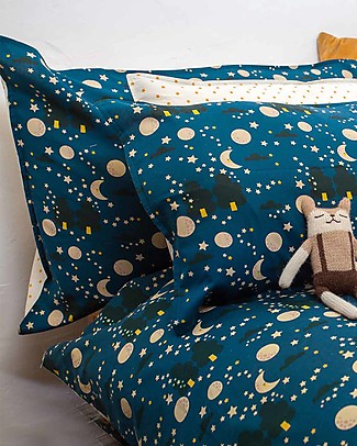 Little Green Radicals Cot Bed Set with Duvet Cover and Pillowcase - Moon and Star - 100% organic cotton Duvet Sets