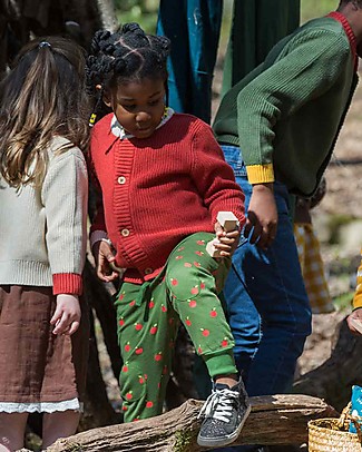 Little Green Radicals Joggers - Red Apples - Green - 100% Organic Cotton - with Drawstring Laces Trousers