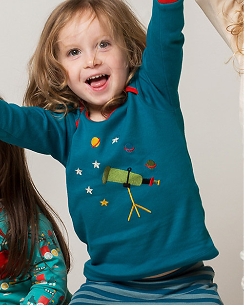 Little Green Radicals Long Sleeve Tee, Star Gazer Applique - Organic Faritrade Cotton Long Sleeves Tops