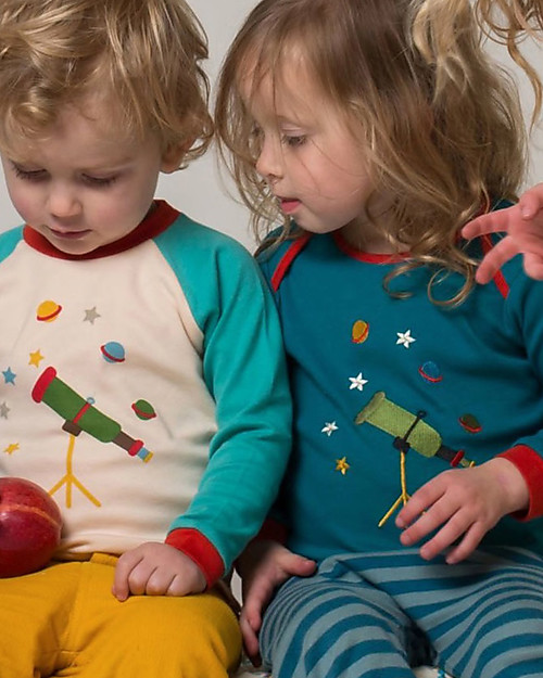 Little Green Radicals Long Sleeve Tee, Star Gazer Applique - Organic Faritrade Cotton Long Sleeves Tops