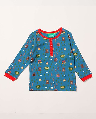Little Green Radicals Long Sleeves T-shirt with Buttons - Nordic Forest - 100% organic cotton Long Sleeves Tops