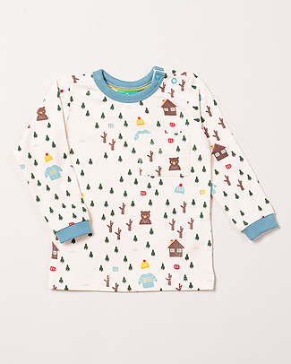 Little Green Radicals Long Sleeves T-shirt with Pocket - Woodlands Adventure - 100% organic cotton Long Sleeves Tops
