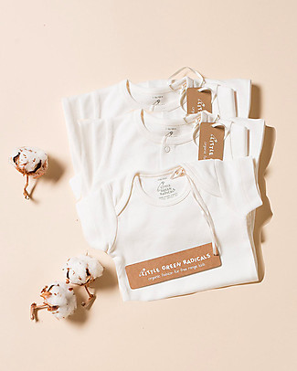 Little Green Radicals Natural Short Sleeve Baby Body - Pack of 3 - Cream - 100% Organic Cotton Short Sleeves Bodies