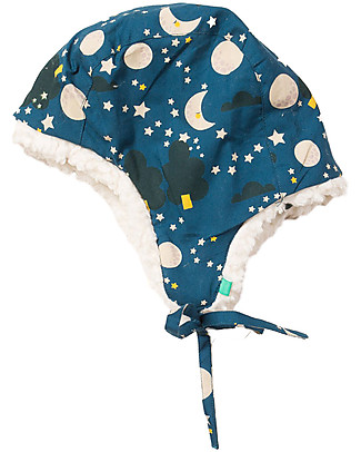 Little Green Radicals Sherpa Hat - Moon and Stars - Organic Cotton Lining! Winter Hats