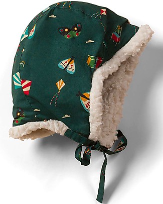 Little Green Radicals Sherpa Hat with Ear Covers - Midnight Kites - Green - Super Soft! Winter Hats