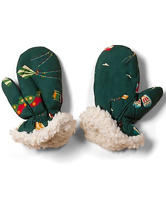 Little Green Radicals Sherpa Mitts - Midnight Kites - Green - Super Soft! Gloves