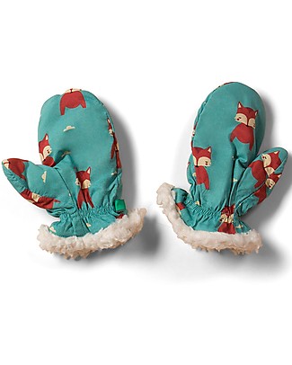 Little Green Radicals Sherpa Mitts - Nightime Foxes - Sky Blue - Super Soft! Gloves e Mittens