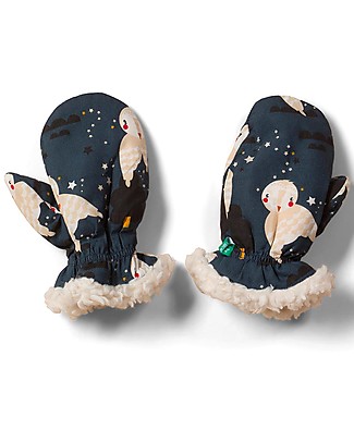 Little Green Radicals Sherpa Mitts - Winter Owls - Dark Blue - Super Soft! Gloves