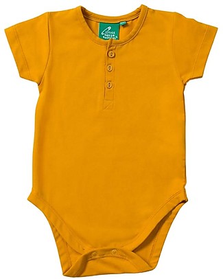 Little Green Radicals Short Sleeve Baby Bodysuit - Gold - Elasticated Organic Cotton Short Sleeves Bodies