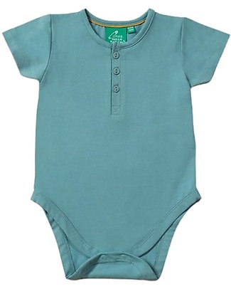 Little Green Radicals Short Sleeve Baby Bodysuit - Sky Blue - Elasticated Organic Cotton Short Sleeves Bodies