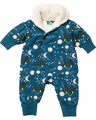 Little Green Radicals Snowsuit - Moon and Star - Super soft organic cotton lining Babygrows