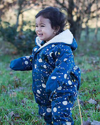 Little Green Radicals Snowsuit - Moon and Star - Super soft organic cotton lining Babygrows