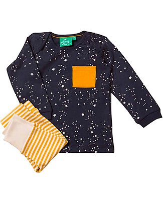 Little Green Radicals Starry Night Playset - Stars - Blue and Striped Yellow - 100% Organic Cotton Sets And Co-Ords