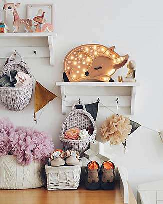Little Lights LED Lamp with Dimmer - Brown Deer - Pinewood Bedside Lamps