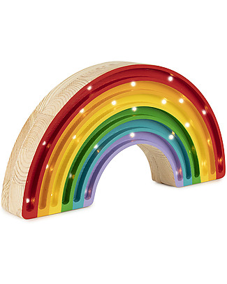 Little Lights LED Lamp with Dimmer - Classic Rainbow - 37x20 cm - Handmade in Pine Wood Bedside Lamps