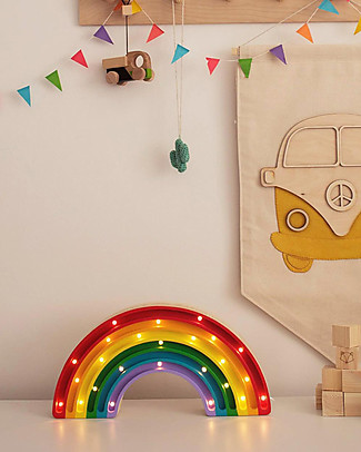 Little Lights LED Lamp with Dimmer - Classic Rainbow - 37x20 cm - Handmade in Pine Wood Bedside Lamps