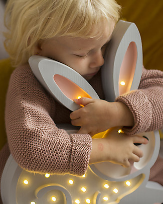 Little Lights LED Lamp with Dimmer - Grey Bunny - Pinewood Bedside Lamps