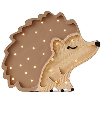 Little Lights LED Lamp with Dimmer - Hedgehog - Autumn Brown - Pinewood Bedside Lamps