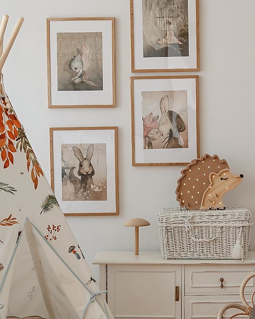Little Lights LED Lamp with Dimmer - Hedgehog - Autumn Brown - Pinewood Bedside Lamps