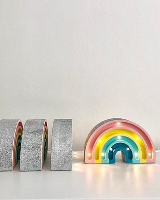 Little Lights LED Lamp with Dimmer - Mini Rainbow - Pastel - 20x12 cm - Handmade in Pine Wood Bedside Lamps