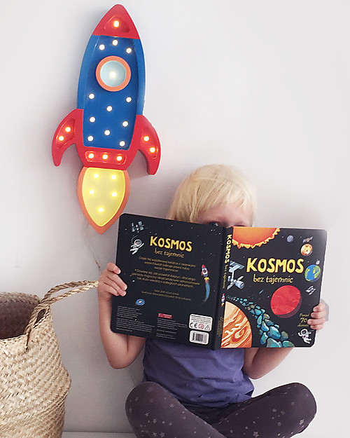 Little Lights LED Lamp with Dimmer - Navy Rocket - Pinewood Bedside Lamps