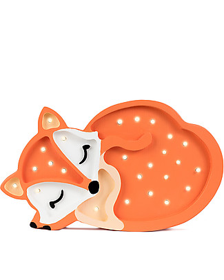 Little Lights LED Lamp with Dimmer - Orange Fox - Pinewood Bedside Lamps