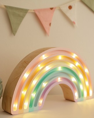 Little Lights LED Lamp with Dimmer - Rainbow - Pastel - 37x20 cm - Handmade in Pine Wood Bedside Lamps