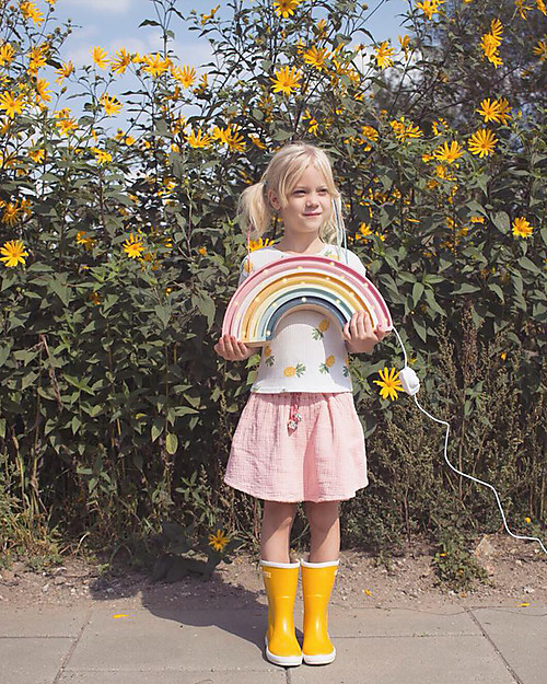 Little Lights LED Lamp with Dimmer - Retro Rainbow - 37x20 cm - Handmade in Pine Wood Bedside Lamps