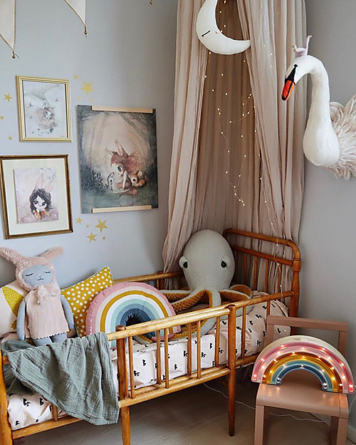 Little Lights LED Lamp with Dimmer - Retro Rainbow - 37x20 cm - Handmade in Pine Wood Bedside Lamps