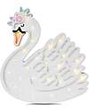 Little Lights LED Lamp with Dimmer - Swan - White - Handmade in Pine Wood Bedside Lamps