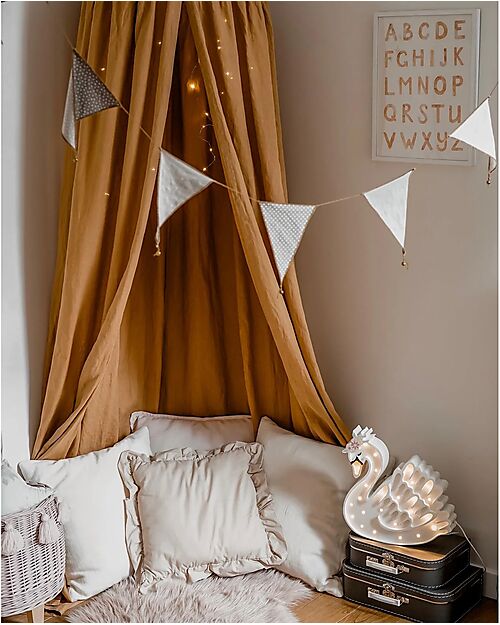 Little Lights LED Lamp with Dimmer - Swan - White - Handmade in Pine Wood Bedside Lamps