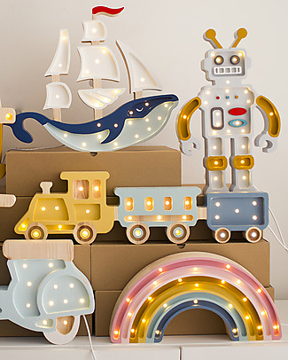 Little Lights LED Lamp with Dimmer - Train - Pinewood Bedside Lamps