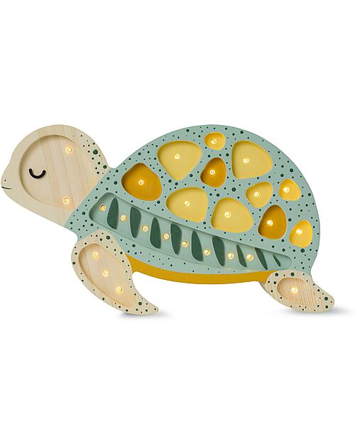 Little Lights LED Lamp with Dimmer - Turtle - Galapagos Sage - Handmade in Pine Wood Bedside Lamps
