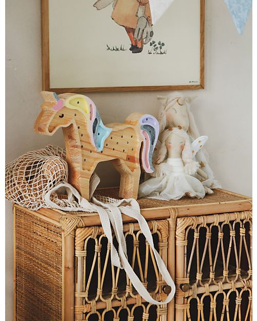 Little Lights LED Lamp with Dimmer - Unicorn - Rainbow - Pinewood Bedside Lamps