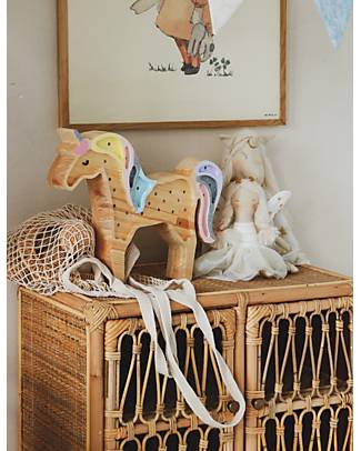 Little Lights LED Lamp with Dimmer - Unicorn - Rainbow - Pinewood Bedside Lamps