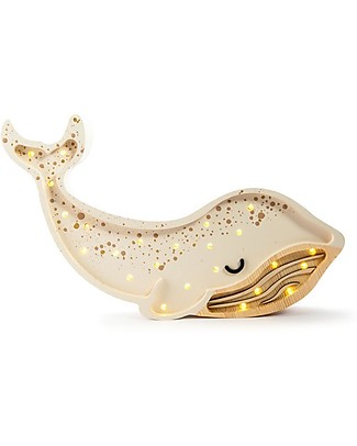 Little Lights LED Lamp with Dimmer - Whale - Albino White - Pinewood Bedside Lamps