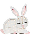 Little Lights LED Lamp with Dimmer - White Bunny - Pinewood Bedside Lamps