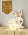 Little Lights LED Lamp with Dimmer - White Bunny - Pinewood Bedside Lamps