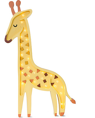 Little Lights LED Lamp with Dimmer - Yellow Giraffe - Pinewood Bedside Lamps