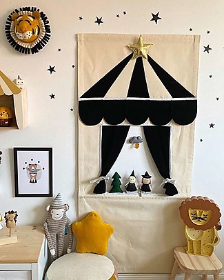 Little Lights LED Lamp with Dimmer - Yellow Lion - Pinewood Bedside Lamps