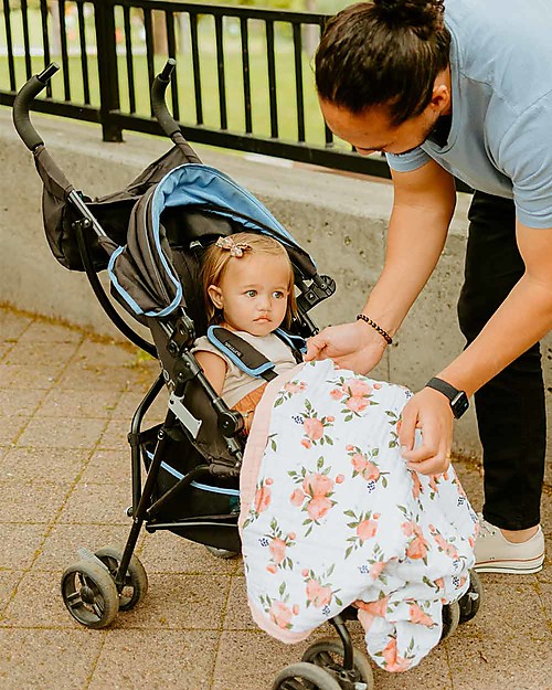 Little Unicorn Baby Blanket 75 x 100 cm - Watercolor Roses - 100% Cotton Muslin Muslin Swaddle