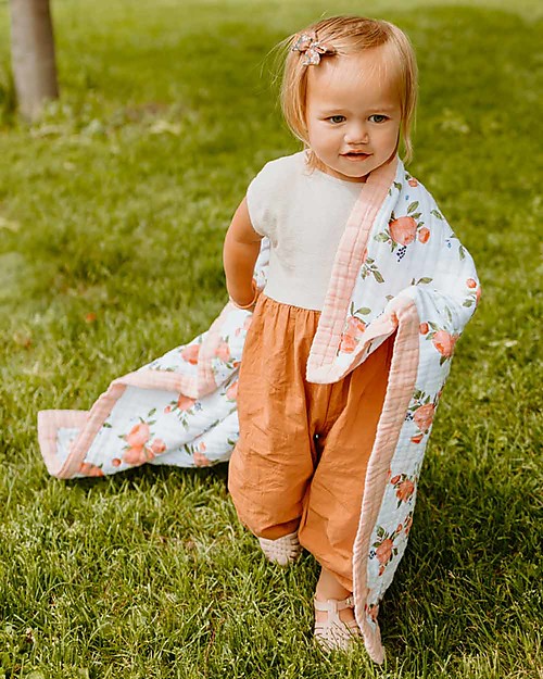 Little Unicorn Baby Blanket 75 x 100 cm - Watercolor Roses - 100% Cotton Muslin Muslin Swaddle