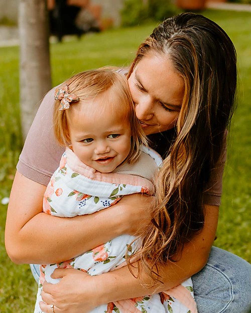 Little Unicorn Baby Blanket 75 x 100 cm - Watercolor Roses - 100% Cotton Muslin Muslin Swaddle