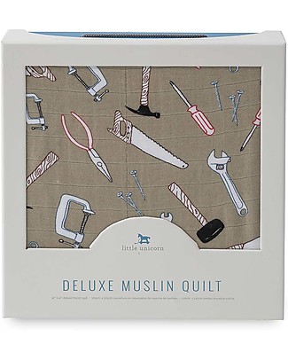Little Unicorn Baby Quilt 120 x 120 cm, Deluxe - Work Bench - 4 layers of 100% Bamboo Muslin Blankets