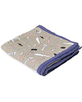 Little Unicorn Baby Quilt 120 x 120 cm, Deluxe - Work Bench - 4 layers of 100% Bamboo Muslin Blankets