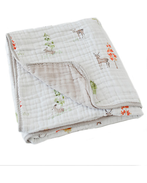 Little Unicorn Baby Quilt 120 x 120 cm, Oh Deer - 4 layers of 100% cotton muslin Muslin Swaddle