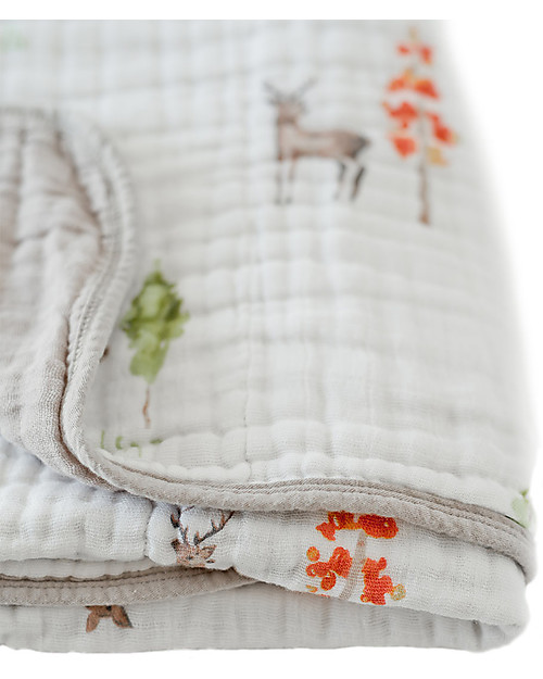Little Unicorn Baby Quilt 120 x 120 cm, Oh Deer - 4 layers of 100% cotton muslin Muslin Swaddle
