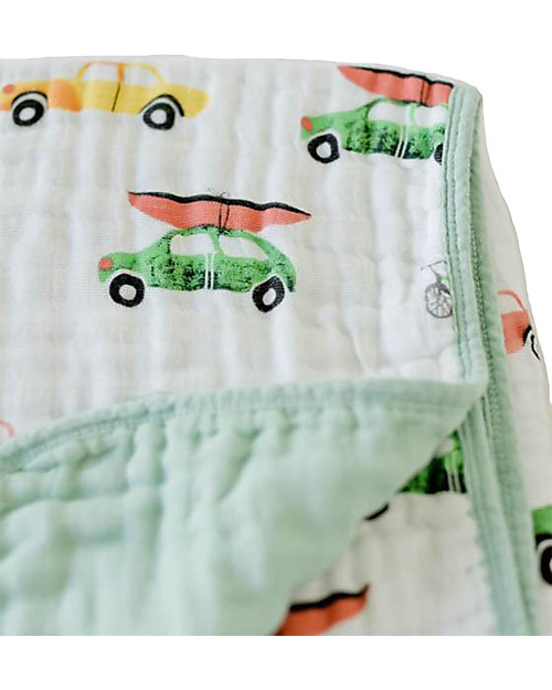 Little Unicorn Baby Quilt 120 x 120 cm, Traffic Jam -  4 layers of 100% cotton muslin Muslin Swaddle