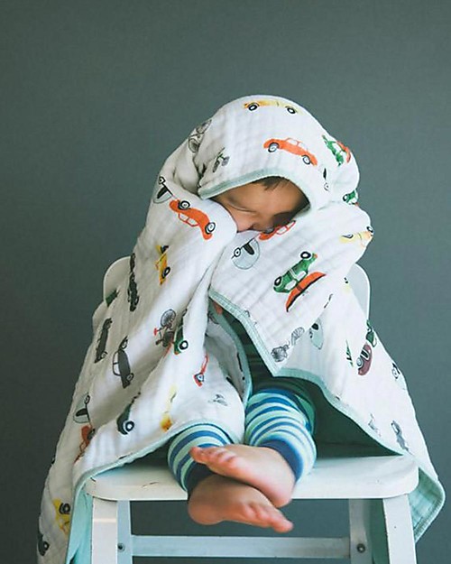 Little Unicorn Baby Quilt 120 x 120 cm, Traffic Jam -  4 layers of 100% cotton muslin Muslin Swaddle